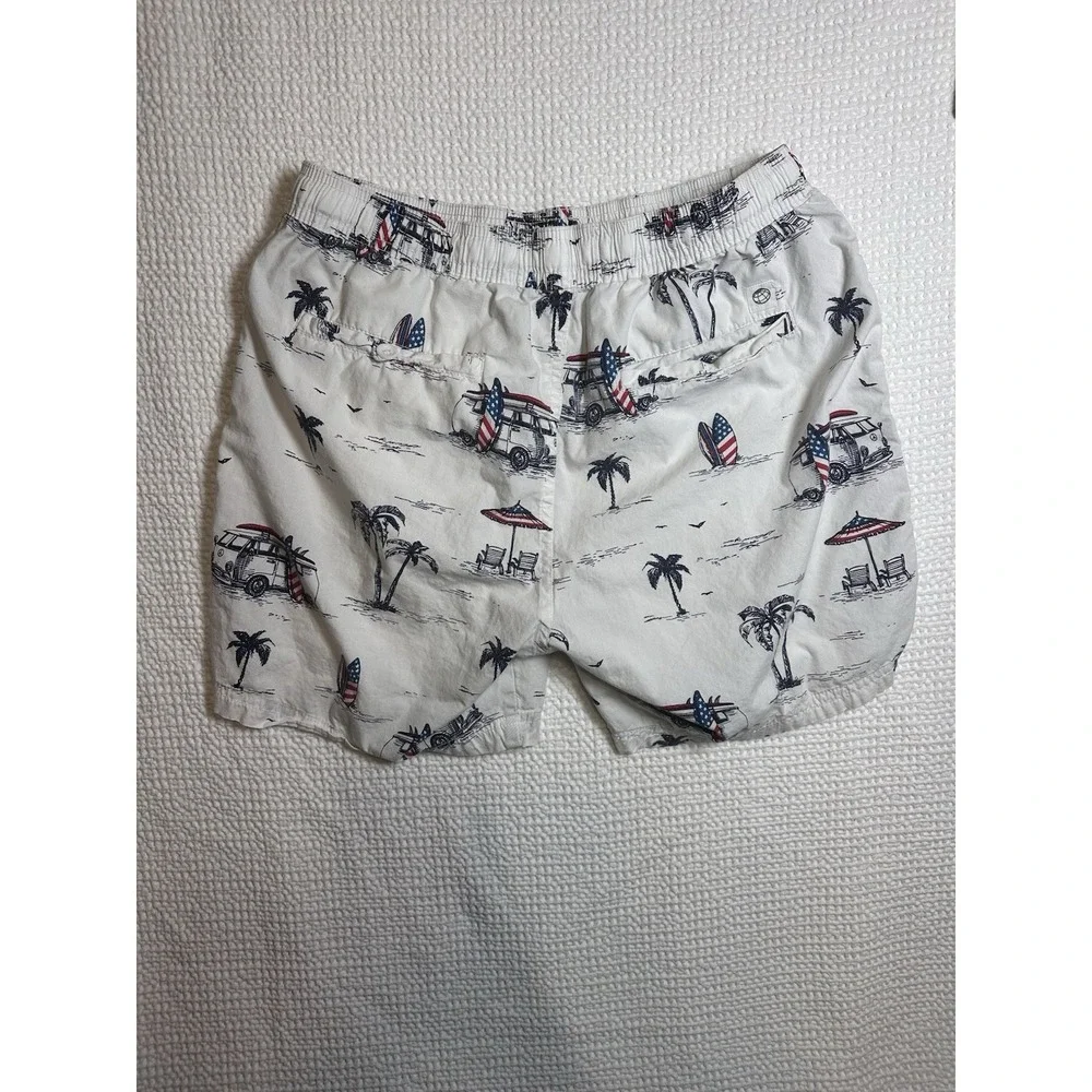 Free Planet Men's Large Beach Surf Print Cotton Swim Trunks Shorts L Patriotic